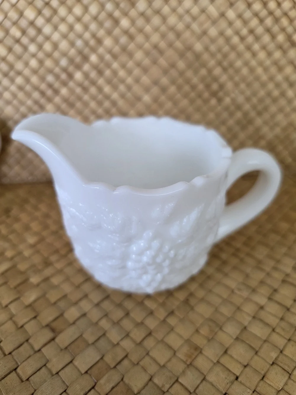 Westmoreland White Milk Glass Creamer and Sugar Bowl Set